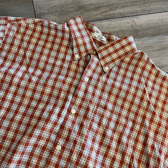 Peter Millar Red Plaid Buttonup Shirt‎ Men Large Bin J-19 - Picture 2 of 4